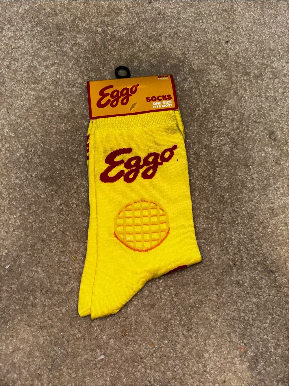 Eggo Yellow Crew Socks for Men - Bright Breakfast Graphic